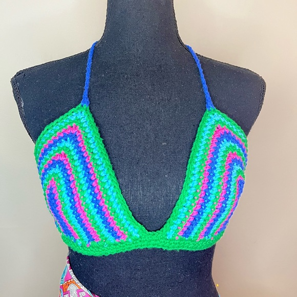 Hand Crafted Other - Crochet Bra bikini top, Handmade By Seller, cotton yarn washable swim